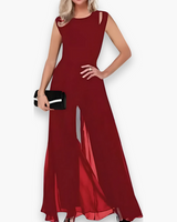 Damen Elegantes Vielseitig Jumpsuit | Durchsehen – Rot