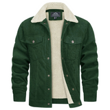Herrenjacke | Knopfverschluss und klassische Form – Armee Grün