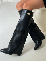Damen Boots | Feiner Designakzent für den täglichen Gebrauch – Schwarzes Leder