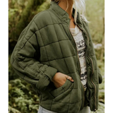 Damen Warme Reißverschluss Jacke – Armeegrün