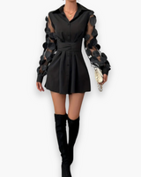 Damen Elegantes Festliches Kleid mit Schleife | Mini – Schwarz