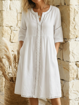 Harlow - Premium-Leinen-Midikleid – Weiß