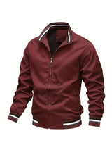 Stanton - Lässige Stehkragen Zip Up Jacke – Rot