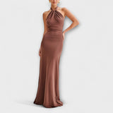 Lagune - Slinky Halter Maxi Dress – Braun