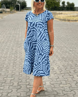 Avanille | Sommerkleid mit Rundhalsausschnitt – Blau