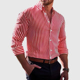 Mariusz | Herren gestreiftes Langarmhemd – Rot