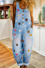 Wenara - Geblümter Jumpsuit – Blau