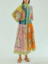 Midikleid Postkarten Sommer – Multicolore