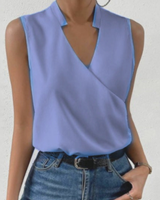 Damen Lässiges V-Ausschnitt Top | Sommer Tops Damen – Himmelblau