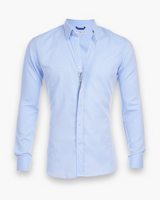 Herren Modisches Zip Fit Hemd | Elegant – Hellblau
