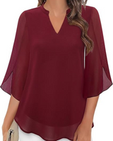 Damen Elegante Luftige Bluse | Vielseitig – Weinrot