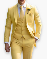 Herren Anzug 3-teilig Slim Fit | Klassisch & Elegant für Hochzeitsgäste – Gelb