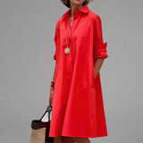 Sandrine | Lässiges und elegantes Polo-Kleid – Rot
