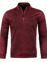 Tasche - stylischer fleece-herrenpullover mit halbem reißverschluss – Burgundisch
