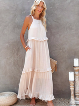 Madelyn | Bohemian Ruffled Maxi Dress – Aprikose