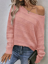 Lila strickpullover mit langen armeln – mia – Rosa