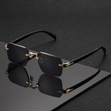 OptoSleek – Rahmenlose Quadratische Brille – Dunkelgrau