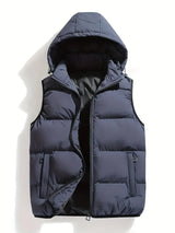 Isaac | Leichter Körperwärmer Herren Winter Steppweste mit Kapuze – Grau