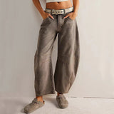Nova - Jeans mit weitem Bein und Patchwork-Muster – Dunkelbraun