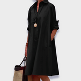 Celeste | Polo Kragen Midikleid – Schwarz