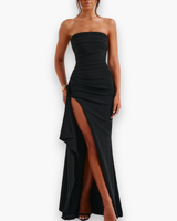 Damen Elegantes Schwarzes Maxikleid | Festlich Abendkleid – Schwarz