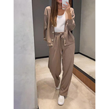 Raisa Strickjacke- und Hosen-Set – Kaffee