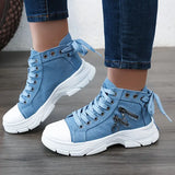 Damen High-Top Sneaker – Jeansblau mit Reißverschluss – Denimblau