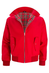 Jacken im urbanen stil mit kariertem futter, taschen und kragen – Rot