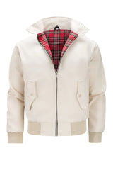 Jacken im urbanen stil mit kariertem futter, taschen und kragen – Beige