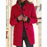Vintora™ – Retro Damen-Windjacke mit Knöpfen und Stehkragen – Rot