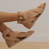 Elena - Knöchelriemchensandalen mit gekreuzten Riemen und modernem Design – Beige