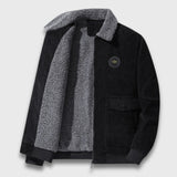 Hein | Warme Cordjacke mit Sherpa-Futter – Schwarz
