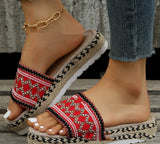 Sabrina - Geflochtene Boho-Plateau-Sandalen mit Komfort und Stil – Rot