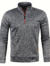 Tasche - stylischer fleece-herrenpullover mit halbem reißverschluss – Dunkelgrau