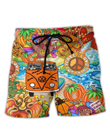 Herren Trendige Graffiti Badeshorts | Bequem und Schnell Trocknend – Orange