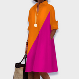 Celeste | Polo Kragen Midikleid – Orange/Rosa