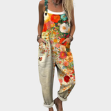 Evarielle - Softtouch-Jumpsuit – Cremefarbenes Blumenmuster
