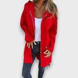 Junira – Langer Cardigan mit Reißverschluss – Rot