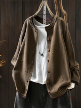 DIE ISOLDE | TEXTURIERTER CARDIGAN – Sandfarbe
