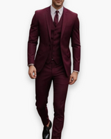 Herren Anzug 3-teilig Slim Fit | Klassisch & Elegant für Hochzeitsgäste – Bordeauxrot