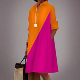 Sandrine | Lässiges und elegantes Polo-Kleid – Orange und Rose