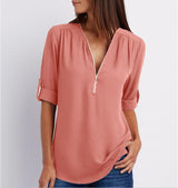 Valeria - Bluse mit Reißverschluss – Rosa