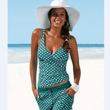 Louise | Badeanzug mit gepunktetem Muster – Blau und Weiß