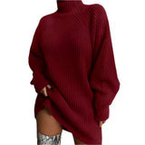 Damen Rollkragenpullover | Übergroß – Weinrot