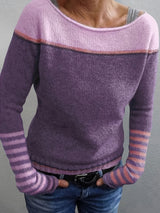 Katharina – Langärmeliger Gestreifter Pullover – Lila