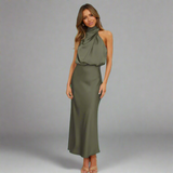 Dorothea | Stylish Maxi-Kleid mit Leichtigkeit – Armeegrün