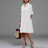 Sandrine | Lässiges und elegantes Polo-Kleid – Weiß