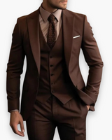 Herren Anzug 3-teilig Slim Fit | Klassisch & Elegant für Hochzeitsgäste – Schokoladenbraun