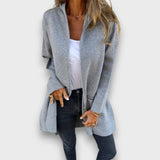 Junira – Langer Cardigan mit Reißverschluss – Grau