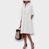Celeste | Polo Kragen Midikleid – Weiß